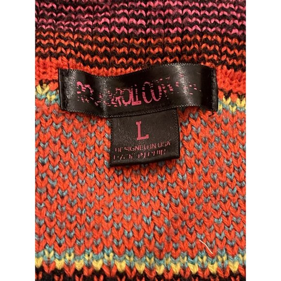 Boho Southwest Serape Stripe Open Front Cardigan Sweater Cozy Knit Size Large - Picture 6 of 9